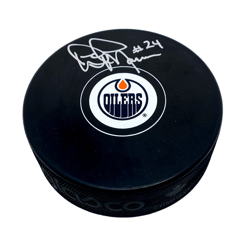 Dave Manson Edmonton Oilers Signed Puck