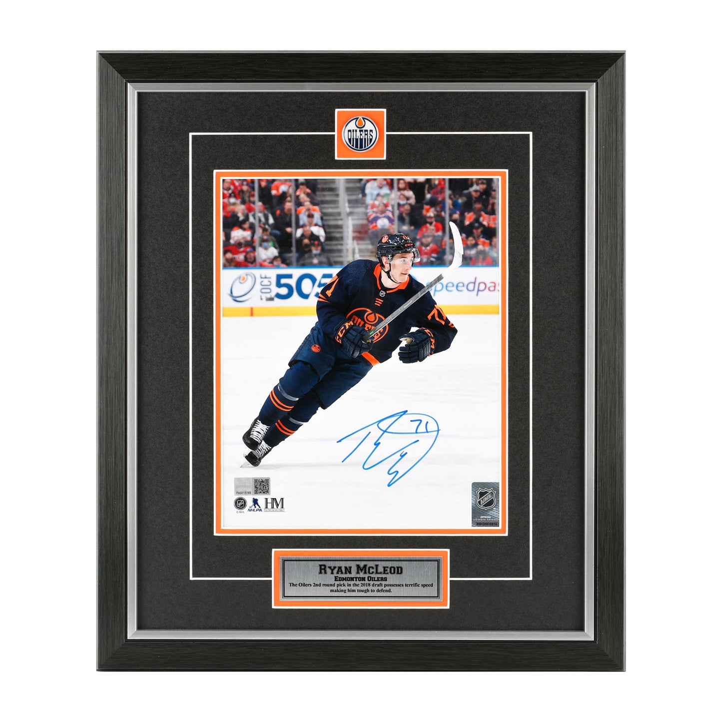 Ryan McLeod Edmonton Oilers Signed "Navy Action" 8x10 Photo