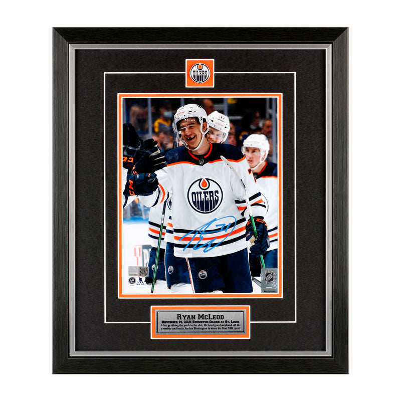 Ryan McLeod Edmonton Oilers Signed "First Goal Celebration" 8x10 Photo