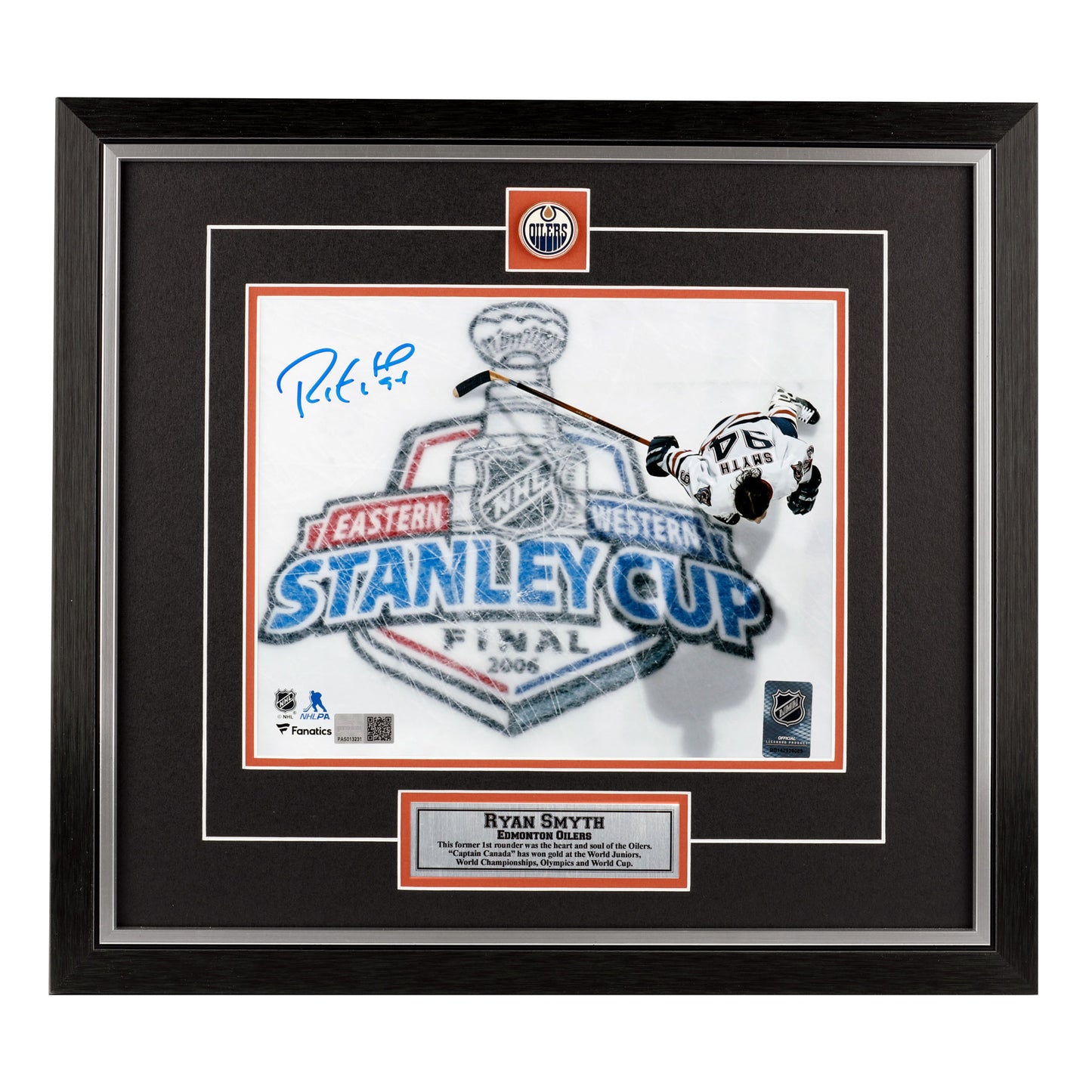Ryan Smyth Edmonton Oilers Signed - 2006 Finals Overhead - 8x10 Photo