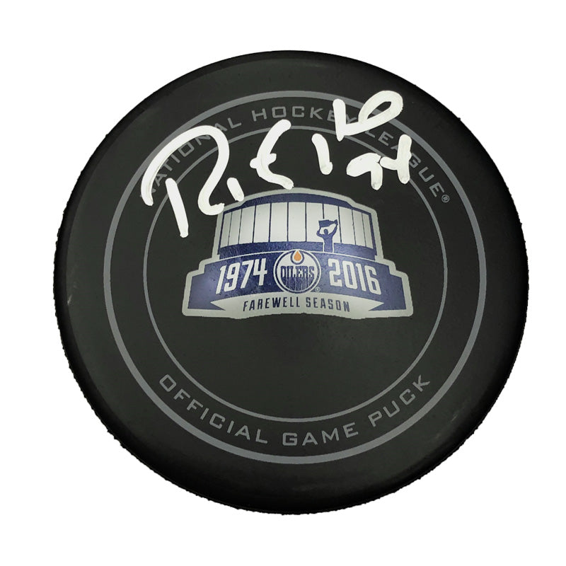 Ryan Smyth Edmonton Oilers Autographed 2015-16 Farewell Rexall Official NHL Game Puck