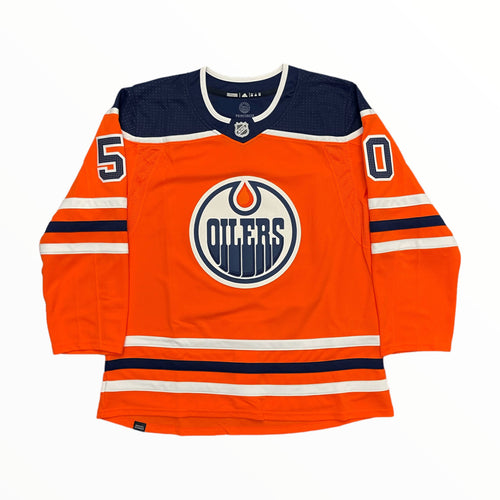 Stuart Skinner Signed & Inscribed - 1st Game, 1st Win - Edmonton Oilers adidas Home Orange Pro Jersey