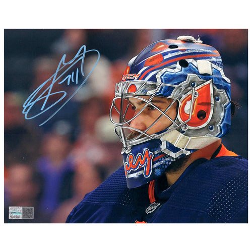 Stuart Skinner Signed Edmonton Oilers - Mask Closeup - 8x10 Photo