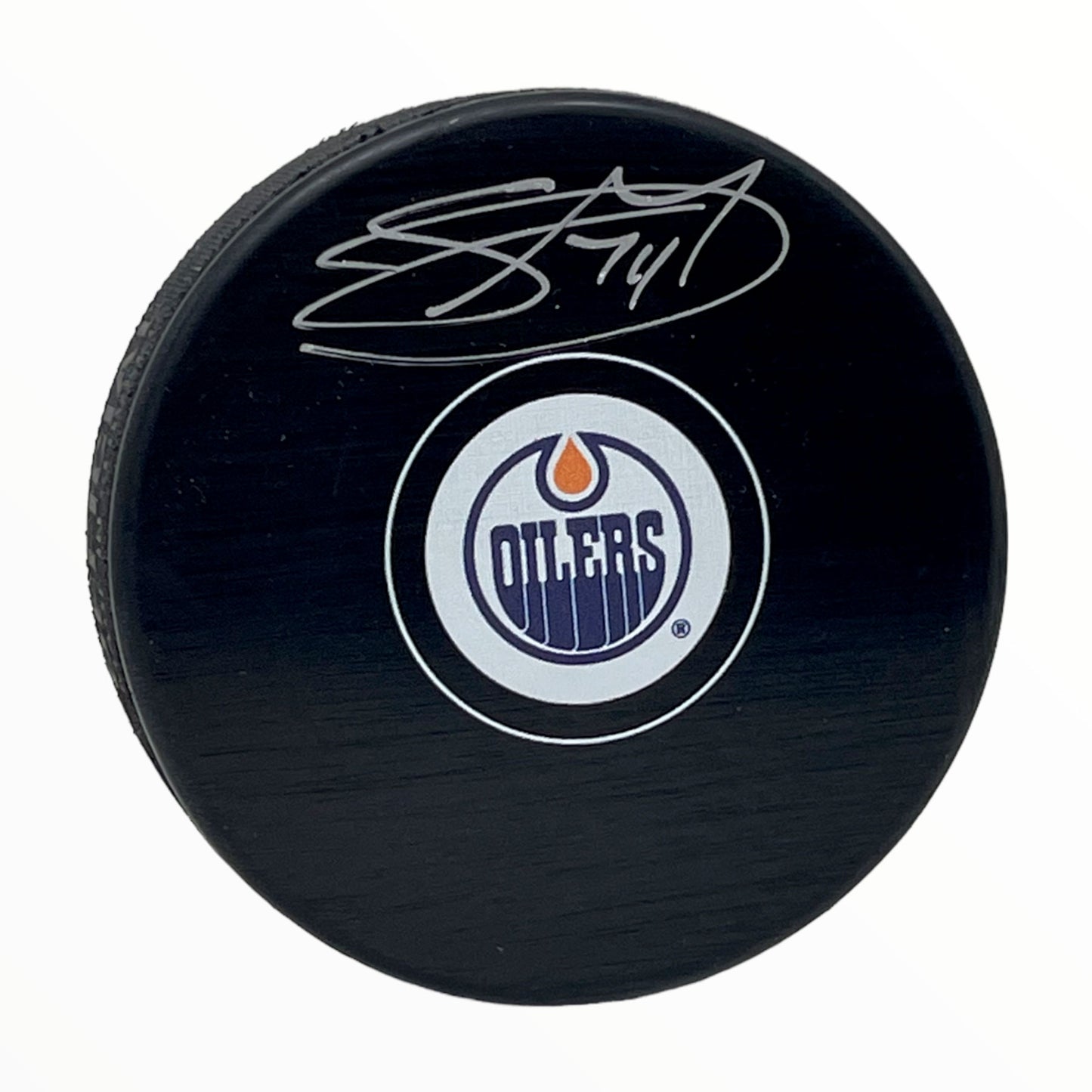 Stuart Skinner Signed Edmonton Oilers Small Logo Puck