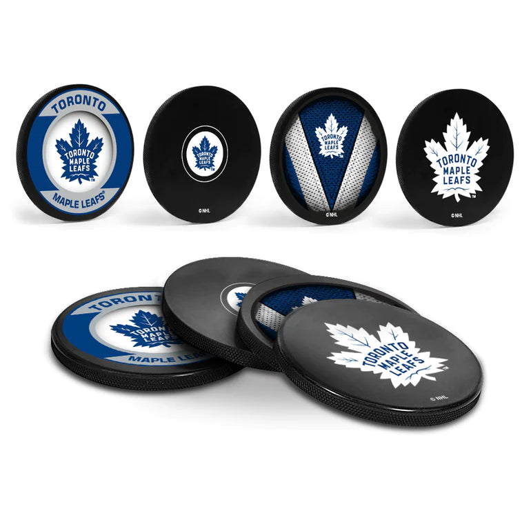 Toronto Maple Leafs Puck Coaster Set