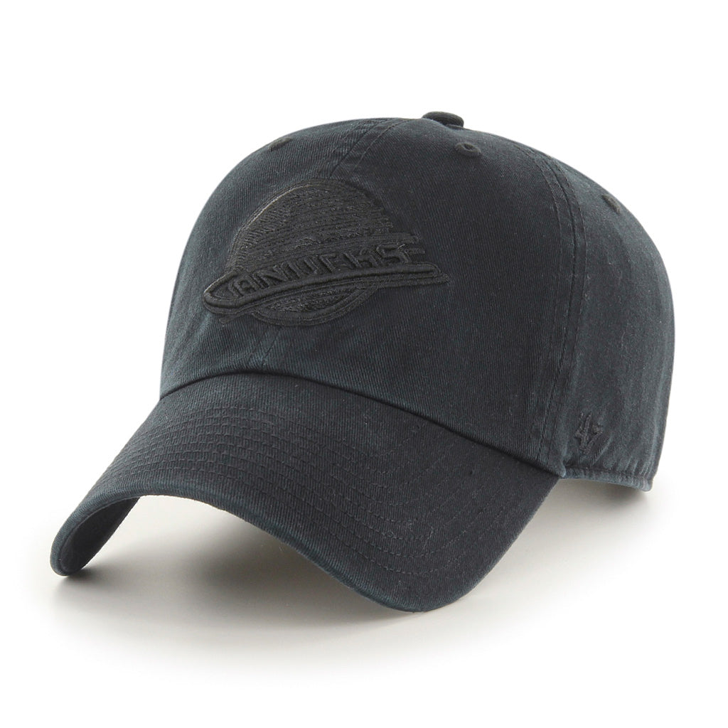 Black Vancouver Canucks Vintage Skate '47 Clean Up Cap with embroidered logo on the front.