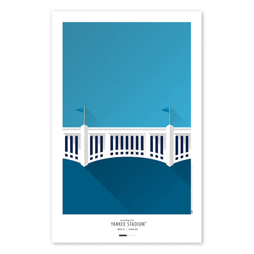Poster print from artist S. Preston's collection of minimalist stadium art, this poster features the frieze at Yankee Stadium, home of the New York Yankees. 