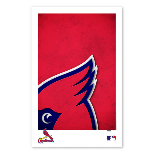 Poster print from artist S. Preston's collection of minimalist sports logos, this print features the St. Louis Cardinals 