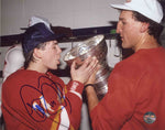 Theo Fleury Signed Calgary Flames 1989 Stanley Cup Celebration 8x10 Photo