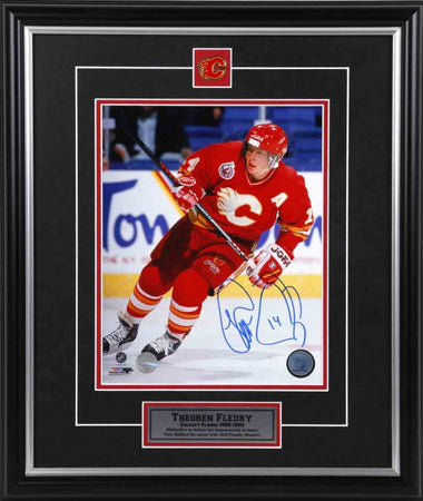 Theo Fleury Calgary Flames Autographed 8x10 Framed Photo