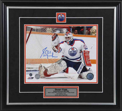 Grant Fuhr Signed Edmonton Oilers White Action Big Save 2 8x10 Photo