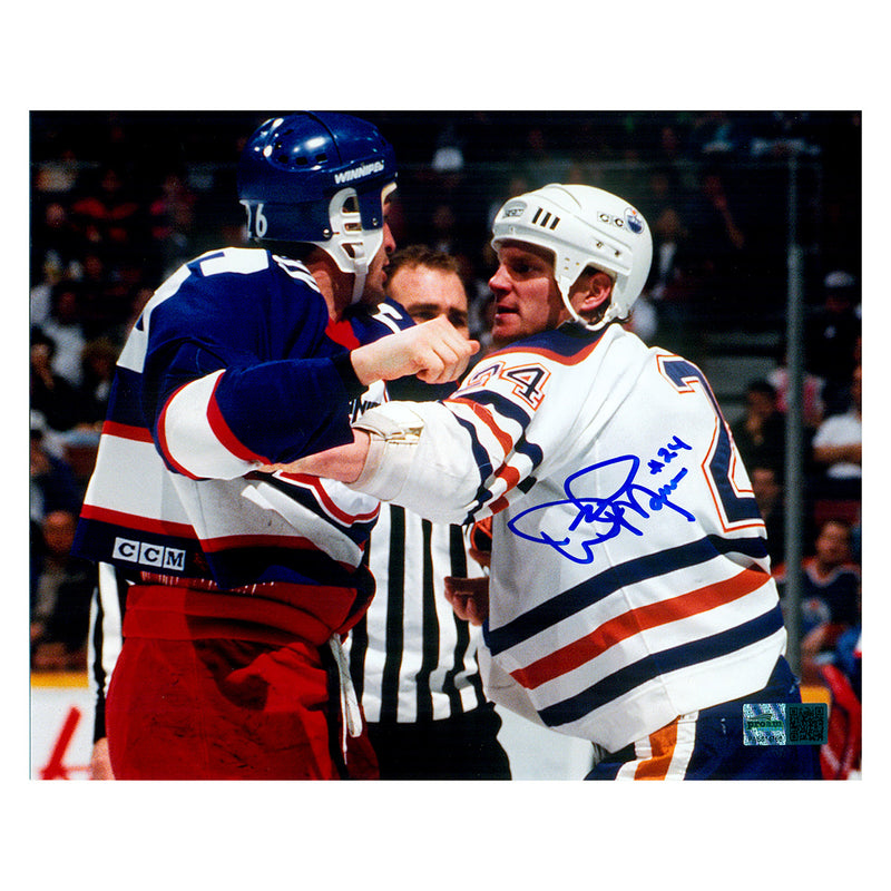 Dave Manson Edmonton Oilers Signed "White Fighting" 8x10 Photo
