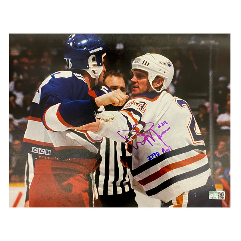 Dave Manson Edmonton Oilers Signed and Inscribed "White Fighting" 11x14 Photo
