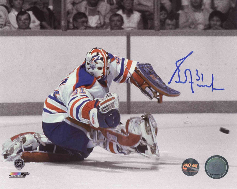 Grant Fuhr Signed Edmonton Oilers 8x10 Photo Big Save Colour Iso