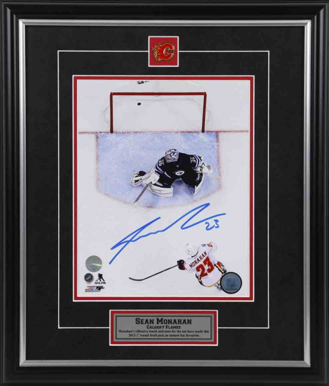 Sean Monahan Signed Calgary Flames Overhead Goal 8x10 Photo