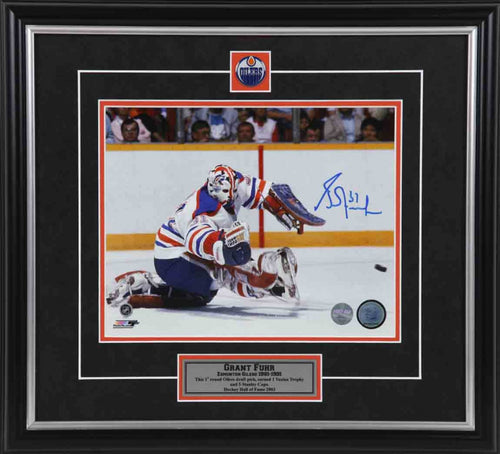 Grant Fuhr Signed Framed Canada Cup 87 Replica White Jersey