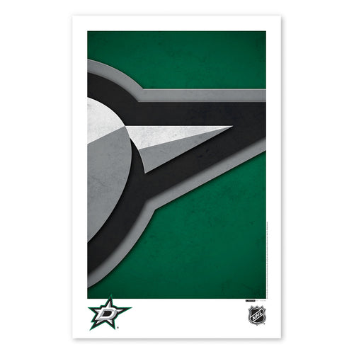 Poster print from artist S. Preston's collection of minimalist sports logos, this print features the Dallas Stars