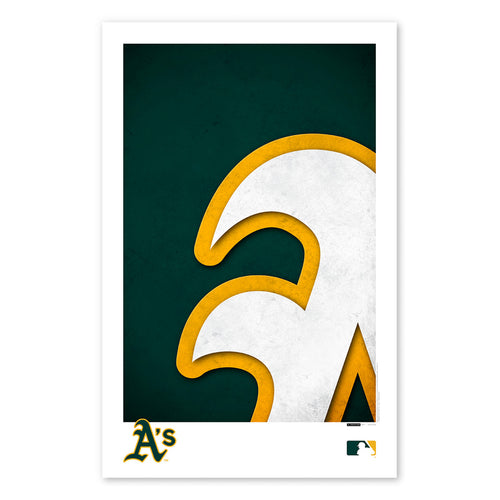 Poster print from artist S. Preston's collection of minimalist sports logos, this print features the Oakland Athletics