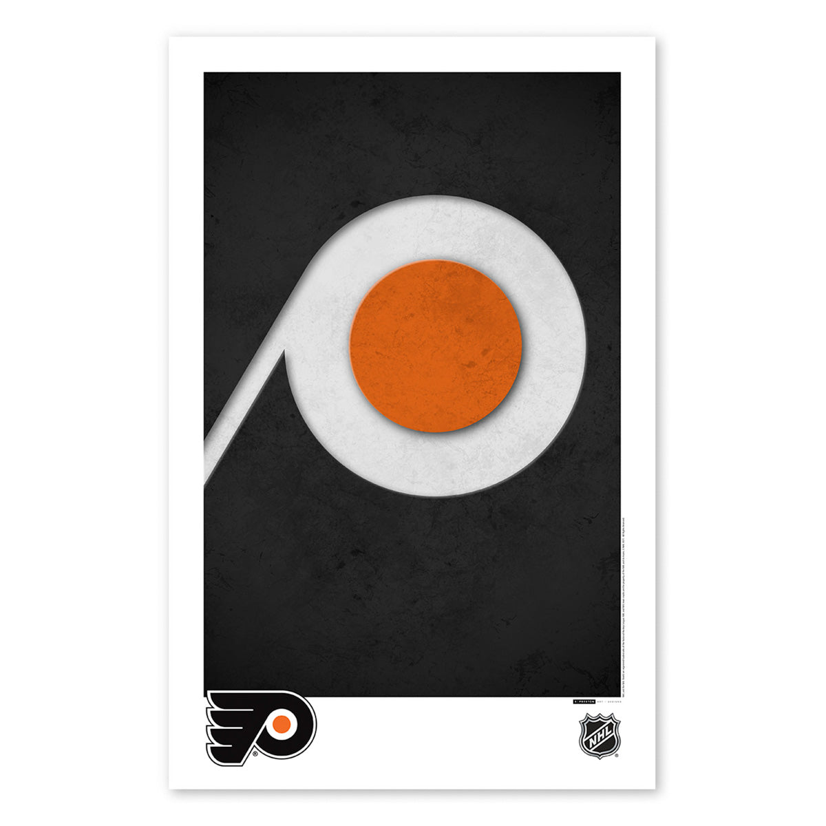 Poster print from artist S. Preston's collection of minimalist sports logos, this print features the Philadelphia Flyers