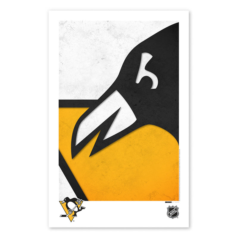 Poster print from artist S. Preston's collection of minimalist sports logos, this print features the Pittsburgh Penguins