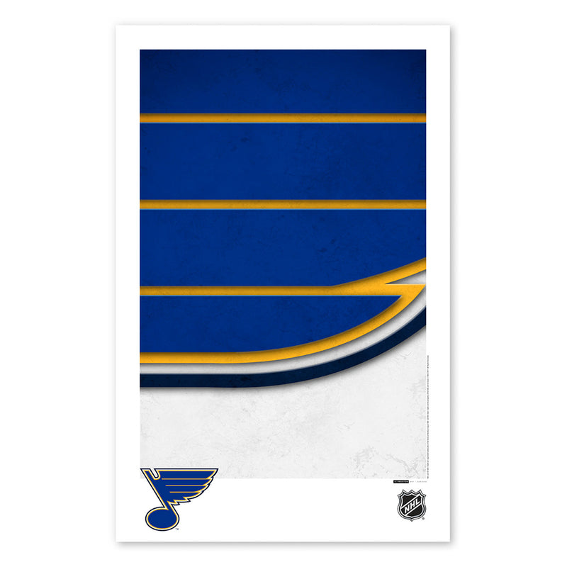 Poster print from artist S. Preston's collection of minimalist sports logos, this print features the St. Louis Blues