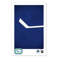 Poster print from artist S. Preston's collection of minimalist sports logos, this print features the Vancouver Canucks