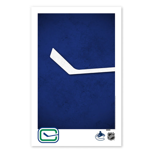 Poster print from artist S. Preston's collection of minimalist sports logos, this print features the Vancouver Canucks