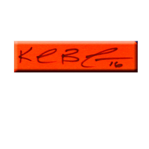 Detail photo of Kelly Buchberger's autograph on orange jersey number