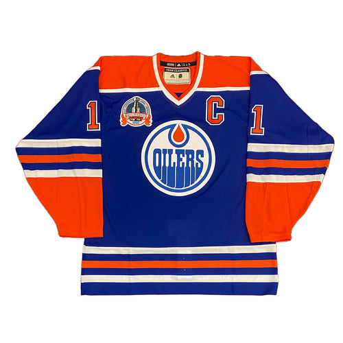 Mark Messier Edmonton Oilers Signed Royal Jersey with 1990 Stanley Cup Finals Patch