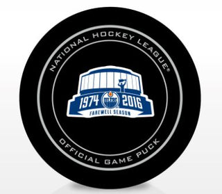 Edmonton Oilers Farewell Season 2015-16 "Farewell Rexall" Official Game Puck