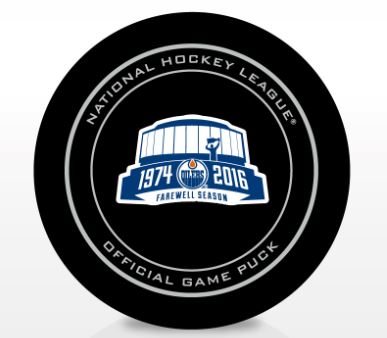 Edmonton Oilers Farewell Season 2015-16 "Farewell Rexall" Official Game Puck