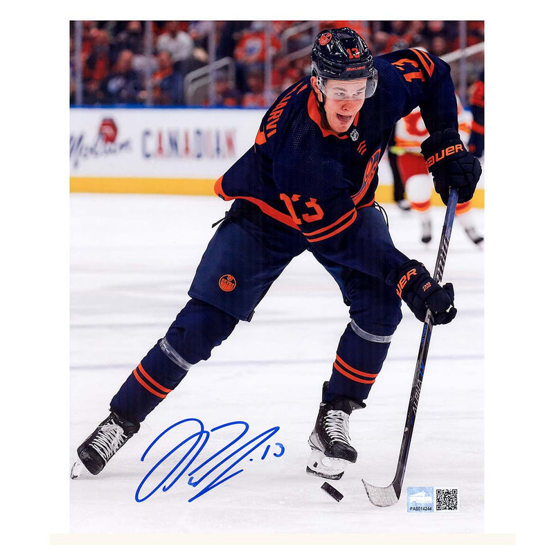 Jesse Puljujarvi Edmonton Oilers Signed "Navy Puck Carry" 8x10 Photo