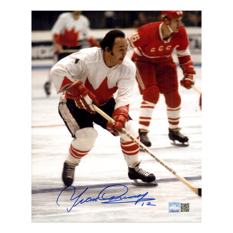 Yvan Cournoyer Team Canada 1972 White Action Signed 8x10 Photo