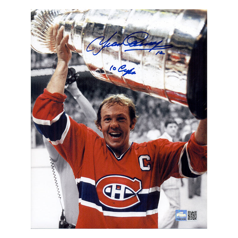 Yvan Cournoyer Montreal Canadiens Red '78 Stanley Cup Signed w/Insc. 10 Cups 8x10 Photo