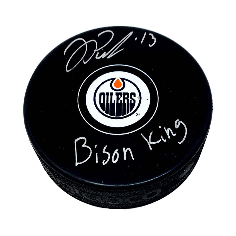 Jesse Puljujarvi Edmonton Oilers Signed Puck with "Bison King" inscription