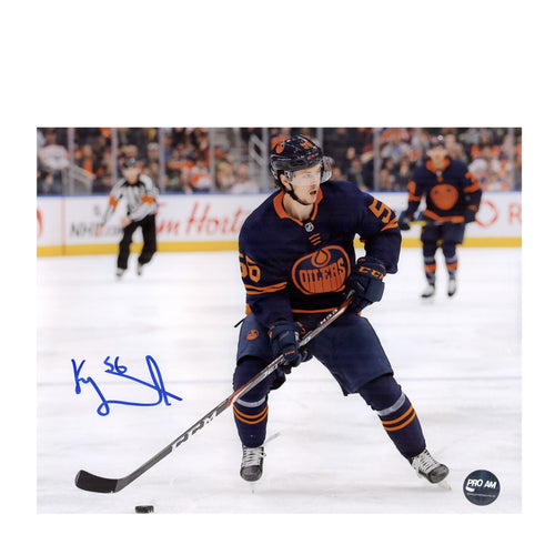 Kailer Yamamoto Japanese Kanji Edmonton Oilers Autographed Navy