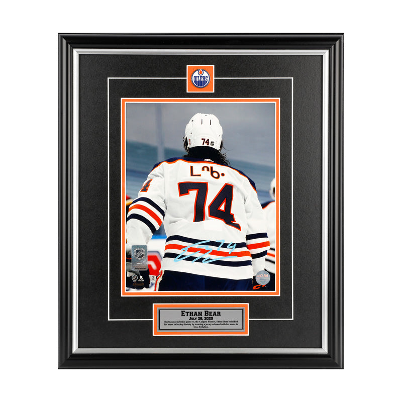 Edmonton Oilers 74 Ethan Bear Cree syllabics White Honors