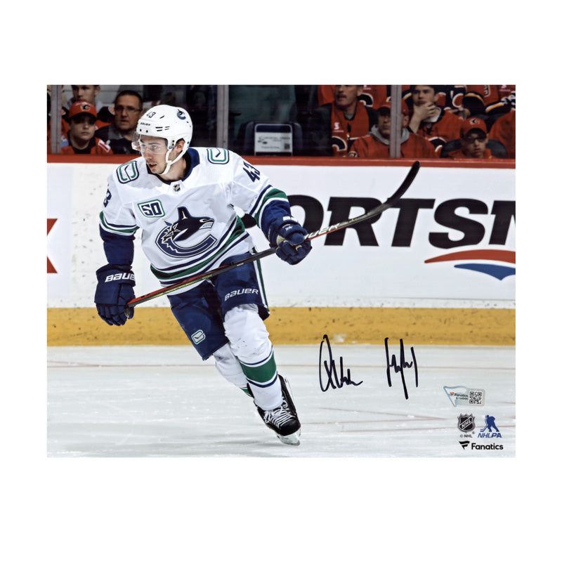 Quinn Hughes Vancouver Canucks Autographed "White Skating" 8x10 Photo