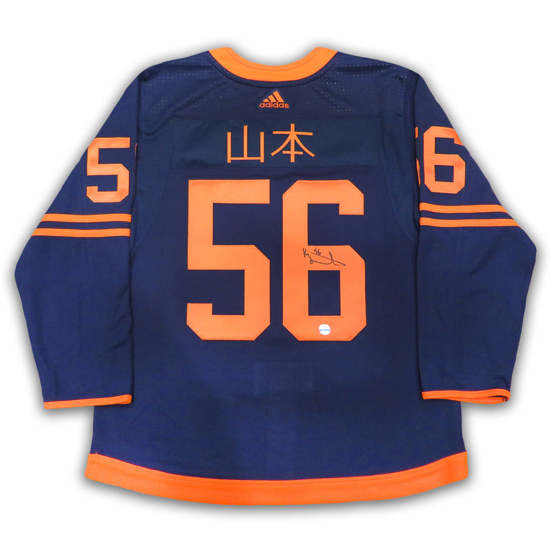 Kailer Yamamoto Japanese Kanji Edmonton Oilers Autographed Navy Alternate Pro Jersey