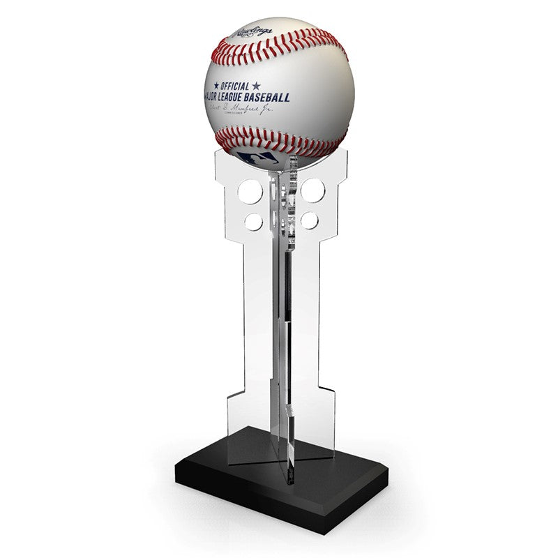 All Star Jersey Show Case framing system bottom mounting vertical standing baseball holder holding an official minor league baseball 