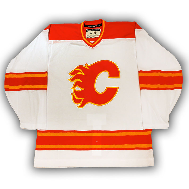 Calgary Flames White adidas Vintage Team Classics Jersey